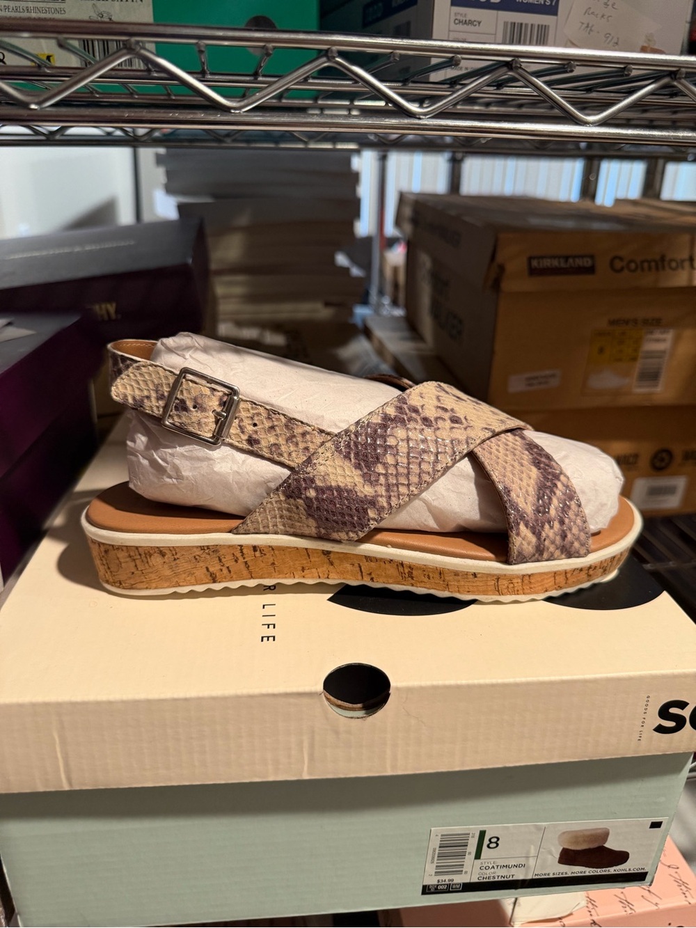 Find Women’s Classic snake print Slingback sandals beige print size 8 m US
